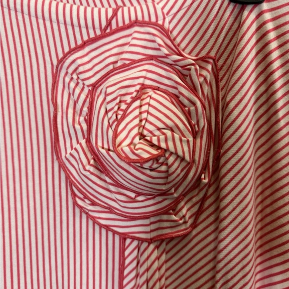 Oilily Red and White Striped Flowy Skirt with Large Rosette Sz M - Picture 3 of 11